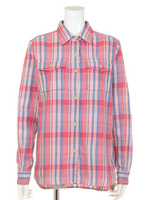 テンセルストライプチェックSH/BLU