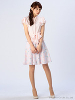 トロピカルレースアップスカート/パウダーピンク