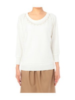 ネックレス付きドルマンスリーブニットプルオーバー/ブルー系(092)