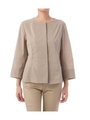ノーカラー七分袖比翼ジャケット/ベージュ系(052)