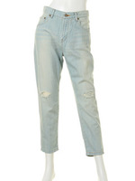 ハイウエストクロップドデニム/BLU