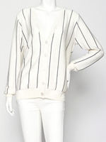 ピンストライプ柄カーディガン/ホワイト