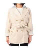 フードつきベルテッドダブルジャケット/ナチュラル(050)