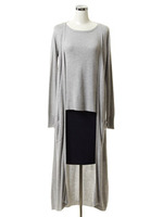 フェイクレイヤード　ガウントップス/ベージュ