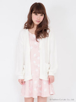 フラワー釦カーデ/オフホワイト