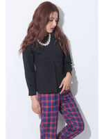 【アウトレット特別価格】フロントタックペプラムTOP/BLACK
