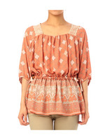 プリントドルマンブラウス/ピンク系(173)