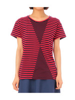 ボーダー×ボーダートップス/レッド系(393)