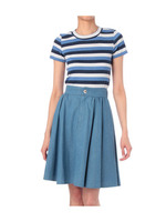 ボーダーカットソー+フレアスカートセット/ブルー系(393)