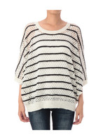 ボーダードルマンニットプルオーバー/ネイビー系(393)