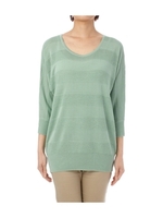 ボーダー編みハイゲージドルマンニット/オレンジ系(066)