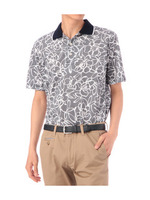 ボタニカル柄鹿の子ポロシャツ/ネイビー系(193)