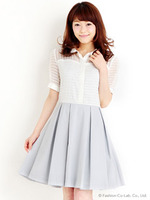 メッシュレースドッキングワンピース/サックス