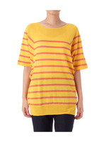 ラメボーダードルマンニット/ブルー系(392)