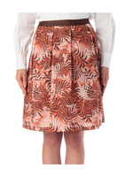 リーフプリントプリーツスカート/オレンジ系(167)