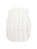 レース×ツイル ノースリーブブラウス/ホワイト(001)