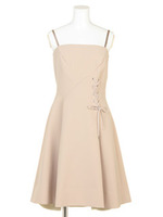 レースアップワンピース/ベージュ