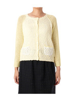 レースポケットスラブニットカーディガン/イエロー系(031)