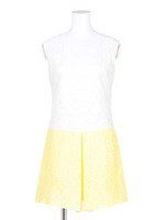 レース配色ワンピース/ベージュ