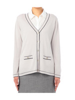 レーヨン混Vネックニットカーディガン/グレー系(011)