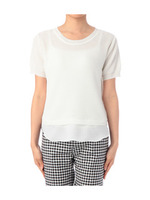 レイヤード風ワッフルニットプルオーバー/ホワイト(003)