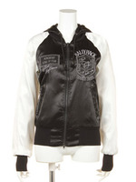 ワッペン付サテンスカジャン/オフホワイト