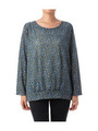 小花柄バックデザインニットプルオーバー/ブルー系(192)