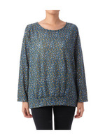 小花柄バックデザインニットプルオーバー/ブルー系(192)