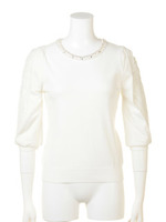 袖レース見えプルオーバー/ホワイト