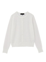 透かしボーダーニットカーディガン/ライトグレー(011)