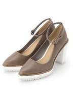 配色ヒールストラップパンプス/ベージュ系(012)