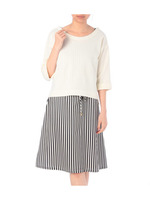 裏毛プルオーバー×ストライプワンピースSET/ライトブルー(391)