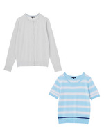 [L]ボーダーツインニット/ブラック(319)