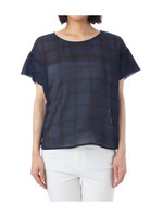 ウィンドウペンチェックブラウス/ネイビー系(293)