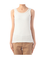 パールビジュー使いストレッチタンクトップ/ホワイト(002)