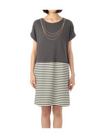 異素材ドッキングネックレス付きワンピース/ホワイト(504)