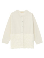 裾ロングヤーン切り替えニットカーディガン/ホワイト(002)