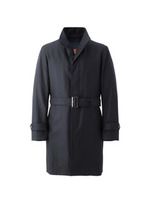 ウールヘリンボン「高機能ボンディング」イタリアンカラーコート/ブラック(019)