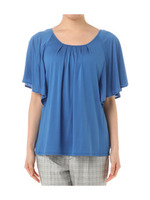 フレア袖タックドレーププルオーバー/ブルー系(091)