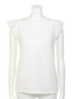 メッシュフリルトップス/ネイビー