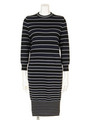【GREED】LENPUR SILK STRIPE Dress/BLACKmix