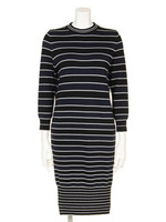 【GREED】LENPUR SILK STRIPE Dress/BLACKmix