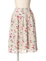 【an another angelus】ローズ柄タックフレアースカート/BEIGE