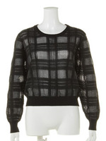 クリアチェックknit TOP/ブラック