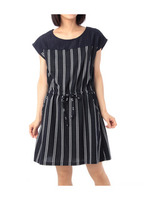 ストライプジャカード切り替えドロストワンピース/ネイビー(393)