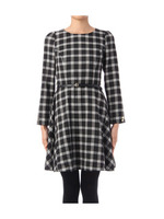 細ベルト付きチェックワンピース/ブラック(219)