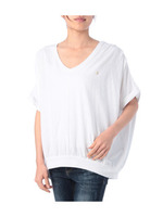 麻混Vネックドルマンスリーブカットソー/オフホワイト(003)