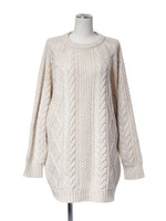 Cable knit one-piece/WHITE