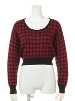 DUAL CHECK KNIT TOPS/BLK