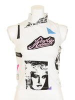 Editorial Map Highneck Sleeveless Crop Tank/WHITE